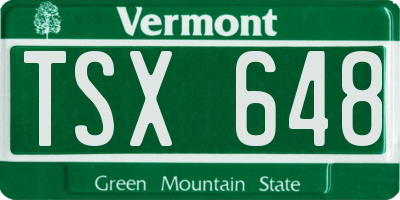 VT license plate TSX648
