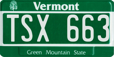 VT license plate TSX663