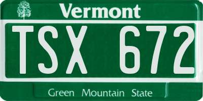 VT license plate TSX672