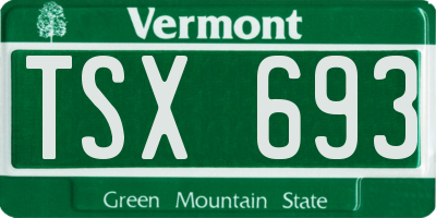 VT license plate TSX693