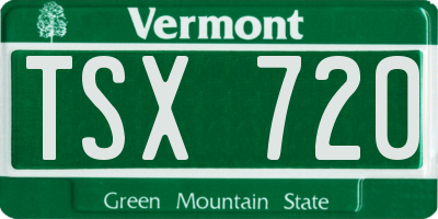 VT license plate TSX720