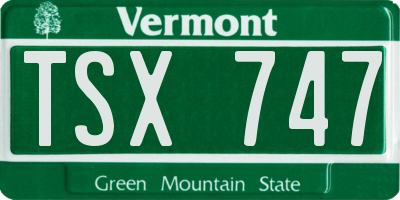 VT license plate TSX747
