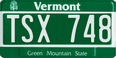 VT license plate TSX748