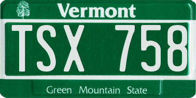 VT license plate TSX758