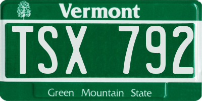 VT license plate TSX792