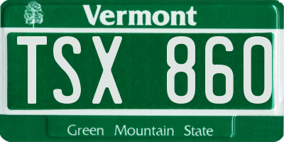 VT license plate TSX860