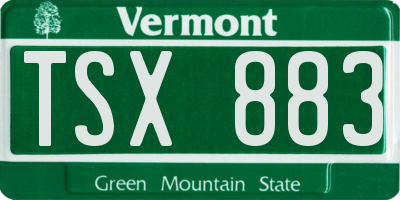 VT license plate TSX883