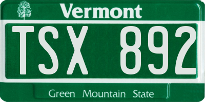 VT license plate TSX892