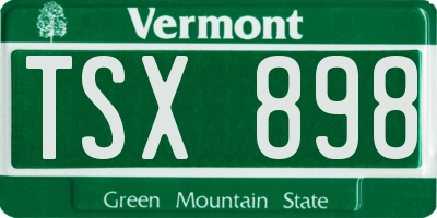 VT license plate TSX898