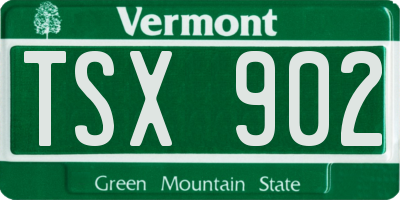 VT license plate TSX902