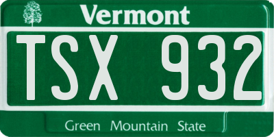 VT license plate TSX932