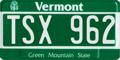VT license plate TSX962