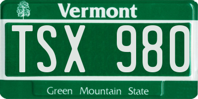 VT license plate TSX980
