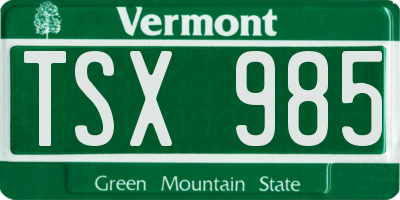 VT license plate TSX985