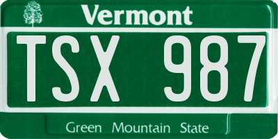 VT license plate TSX987
