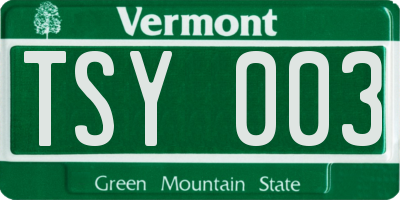 VT license plate TSY003