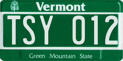 VT license plate TSY012