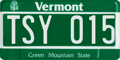VT license plate TSY015