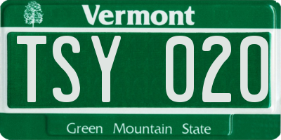 VT license plate TSY020