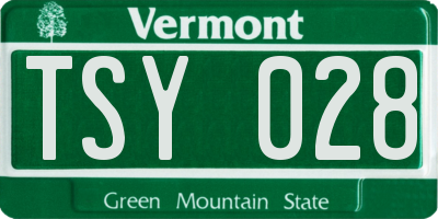 VT license plate TSY028