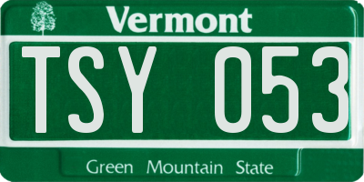 VT license plate TSY053