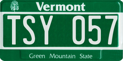 VT license plate TSY057