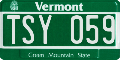 VT license plate TSY059
