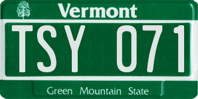 VT license plate TSY071