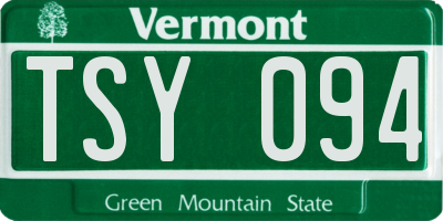 VT license plate TSY094