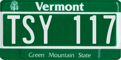 VT license plate TSY117