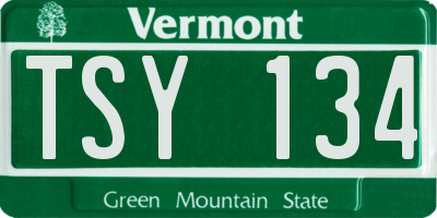VT license plate TSY134