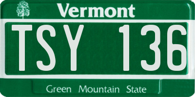 VT license plate TSY136