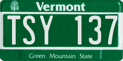VT license plate TSY137