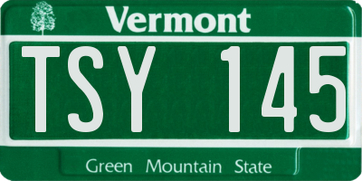 VT license plate TSY145