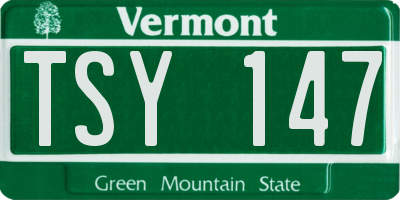 VT license plate TSY147