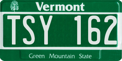VT license plate TSY162