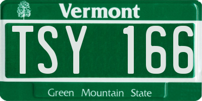 VT license plate TSY166