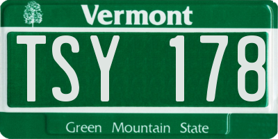 VT license plate TSY178
