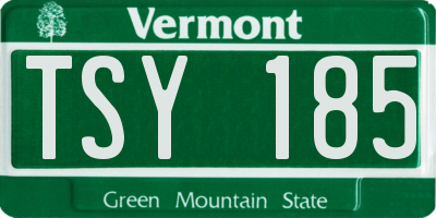VT license plate TSY185