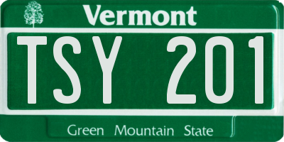 VT license plate TSY201
