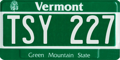 VT license plate TSY227