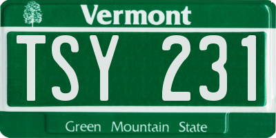 VT license plate TSY231