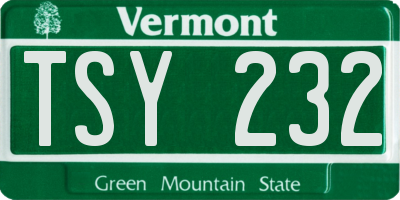 VT license plate TSY232