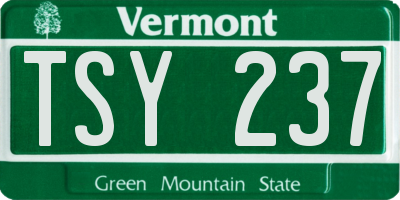 VT license plate TSY237