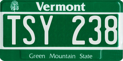 VT license plate TSY238
