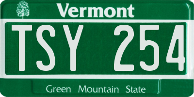 VT license plate TSY254