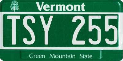VT license plate TSY255