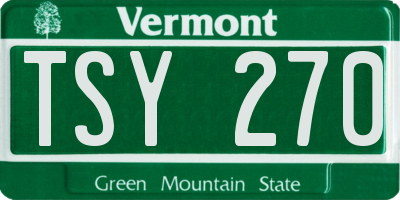 VT license plate TSY270