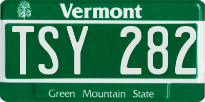 VT license plate TSY282