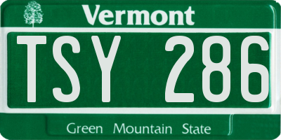 VT license plate TSY286